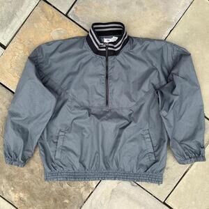 Vintage 90s Blue/Black Houndstooth Quarter Zip Windbreaker